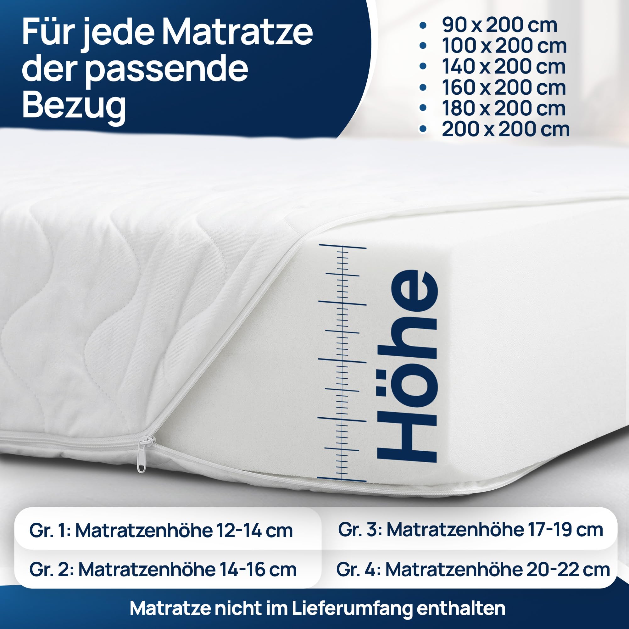 LILENO HOME Matratzenbezug 100x200 cm Reißverschluss - waschbarer Matratzenschoner aus Microfaser ideal für Allergiker - extra weicher Schonbezug für Matratzen (rundum) Höhe 20-22 cm