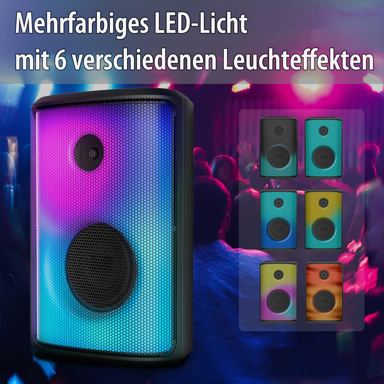 auvisio Musikbox: Mobile Outdoor-PA-Partyanlage & -Bluetooth-Boombox, Lichteffekte, 200W (Karaoke Box, Karaoke Maschine, DJ)
