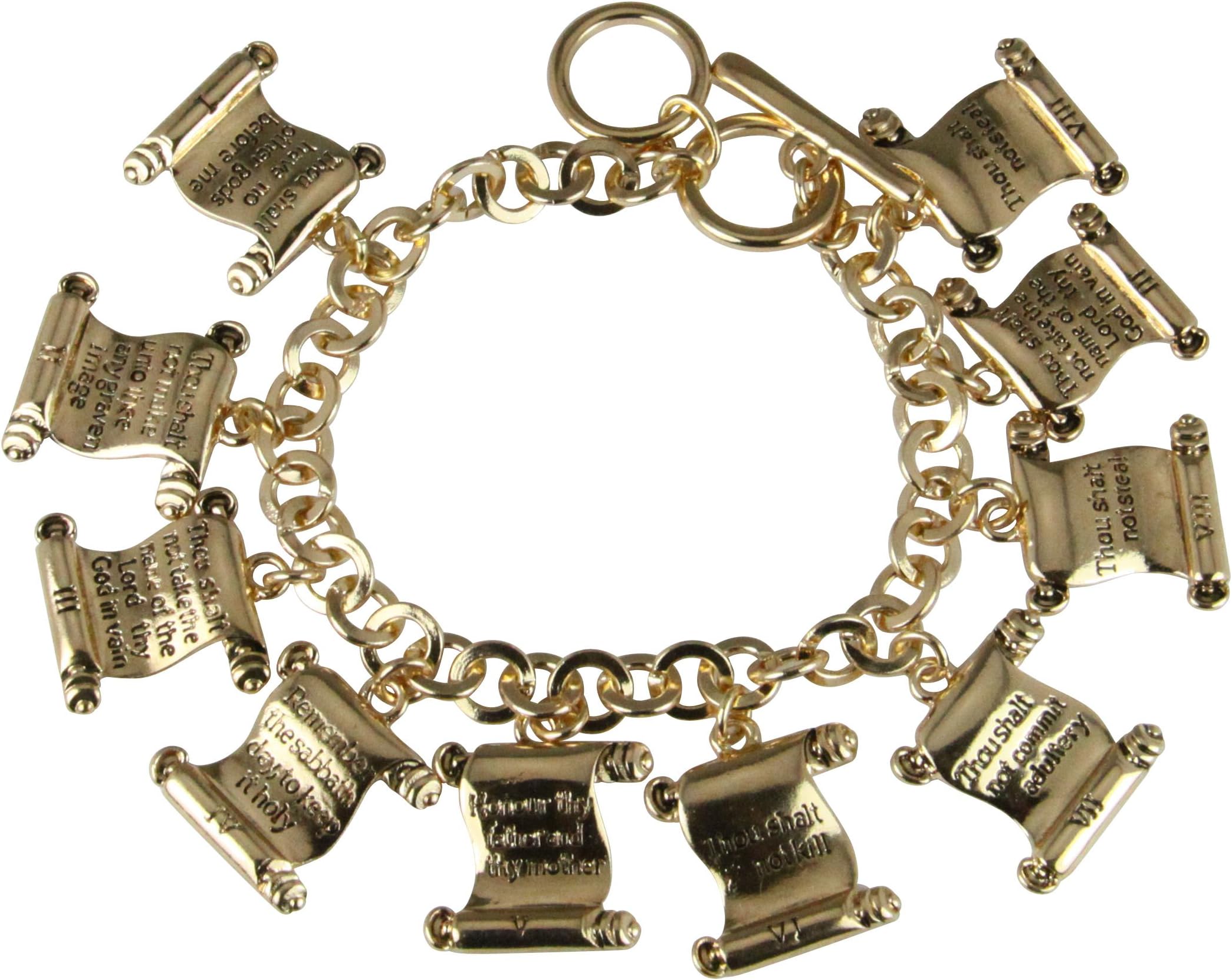 Christian Bracelets4030968 10 Ten Commandments Bracelet Charms Thou Shall Not Bible Verse