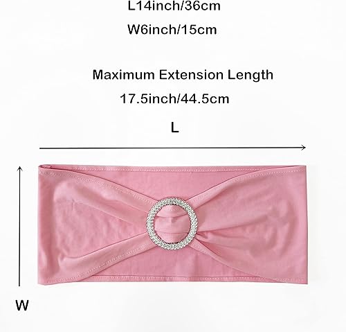 Miniatura 5 de Bandas elásticas de elastano para silla, 50 lazos elásticos para sillas con hebilla deslizante para decoración de banquete de boda, fiesta (rosa)