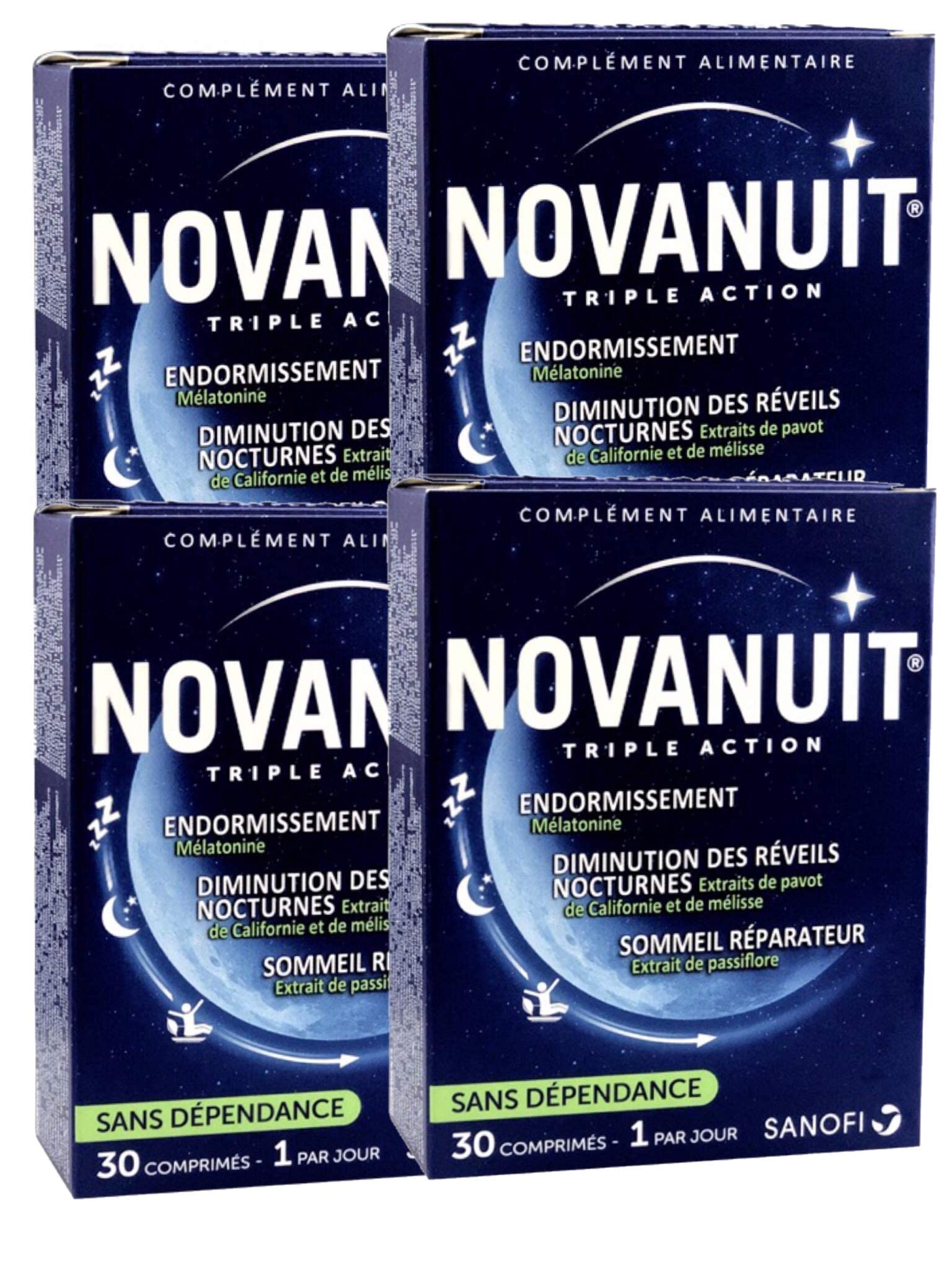 Novanuit Sleep Triple Action - Compresse Senza Biossido di Titanio - TRATTAMENTO 4 Mesi - Set di 4 Scatole da 30 Comp (4)