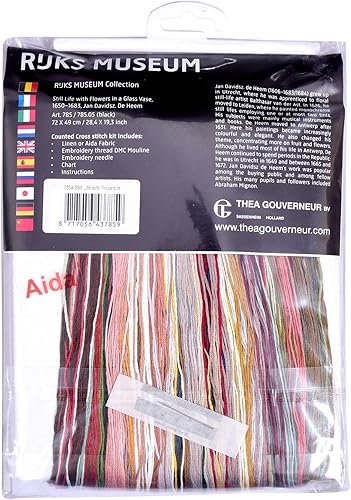 Miniatura 4 de Thea Gouverneur - Kit de punto de cruz contado - Bodegón con flores en un jarrón de vidrio - Aida - 18 unidades - para adultos - 785A