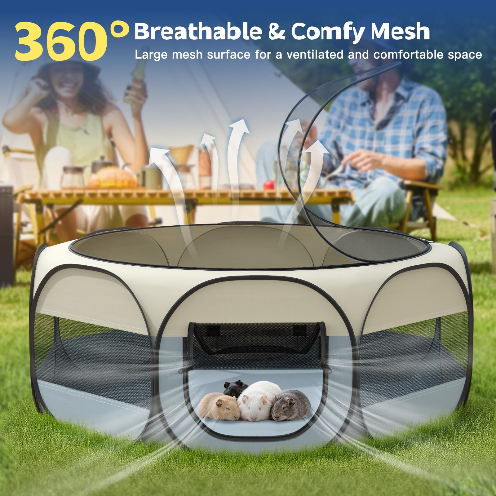 VavoPaw Small Animal Playpen, Chicken Brooder Box with Cover Top, Portable Outdoor Exercise Pet Cage Tent - Image 3