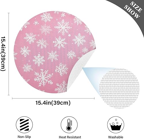 Miniatura 4 de Juego de 4 manteles individuales redondos lavables para mesa de comedor, manteles individuales tejidos para cocina, interiores, exteriores, comedor,