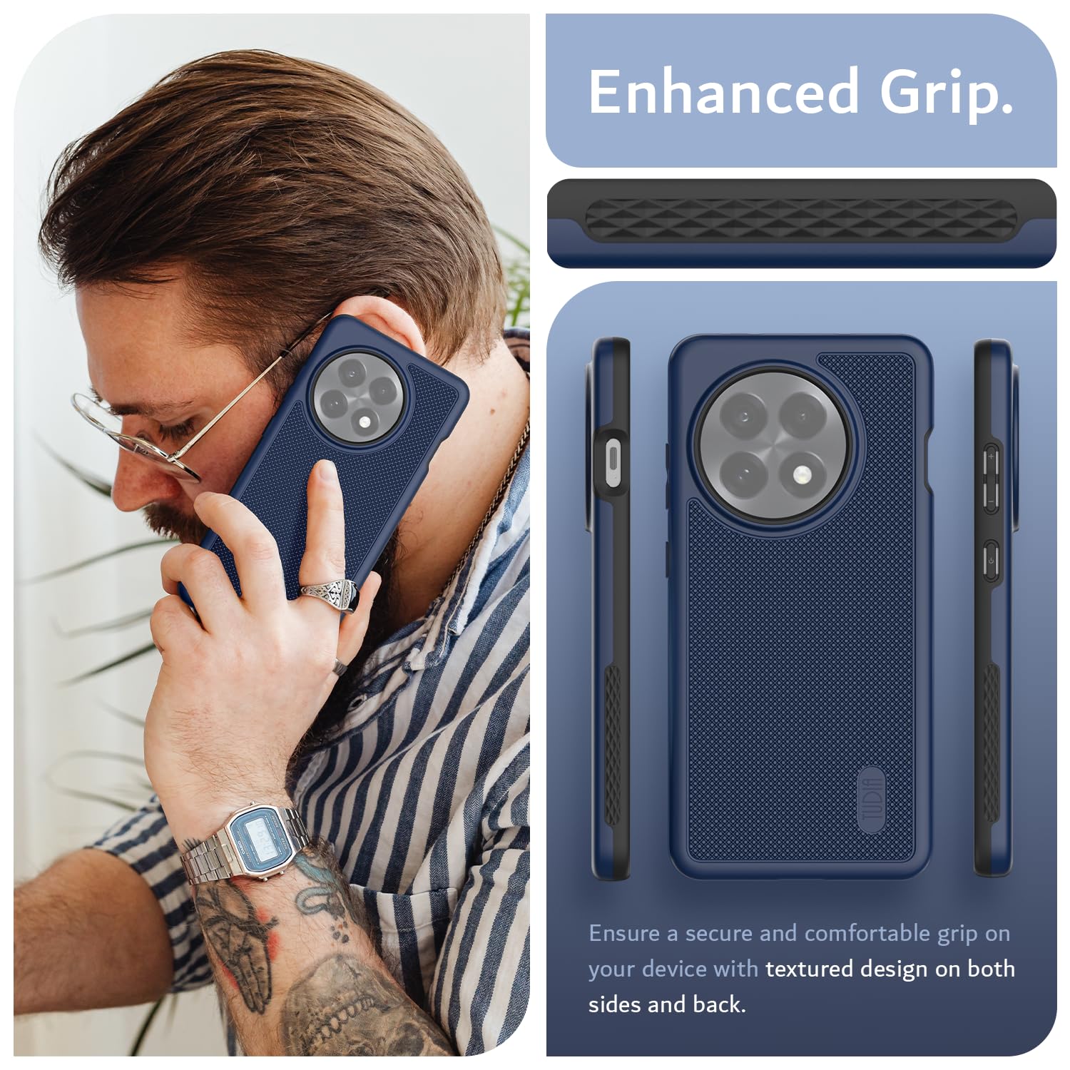 TUDIA MergeGrip Compatibel Met OnePlus 13R 5G (2025) Hoesje [Valtest] Militaire Kwaliteit Dubbellaags Schokbestendig Antislip Stevige Bescherm Case (Indigoblauw