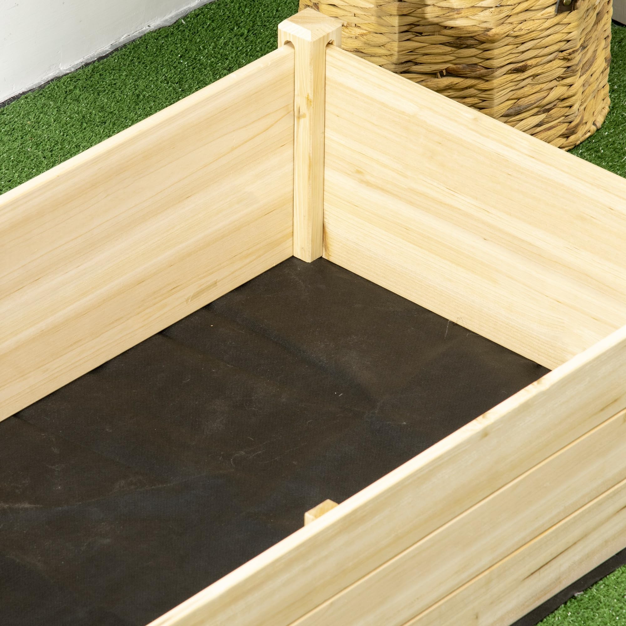 Outsunny Blumenkasten mit 2 Pflanzbereichen 244 x 61,5 x 27 cm Holz Natur