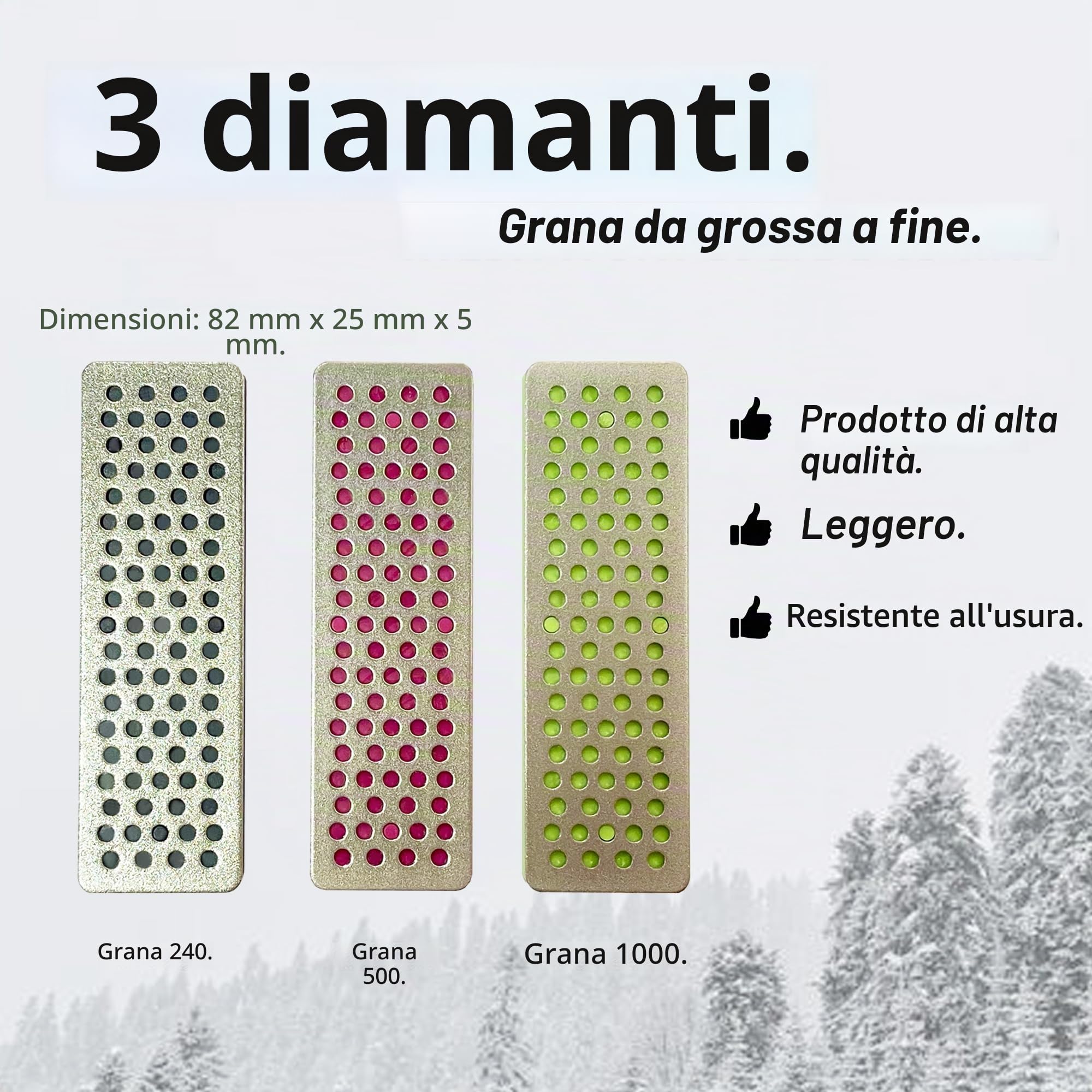 Kit di 3 Dischi diamantati per Sci da Snowboard e Sci con Bordo smussato, Grana 240, Grana 500, Grana 1000, per sciatori