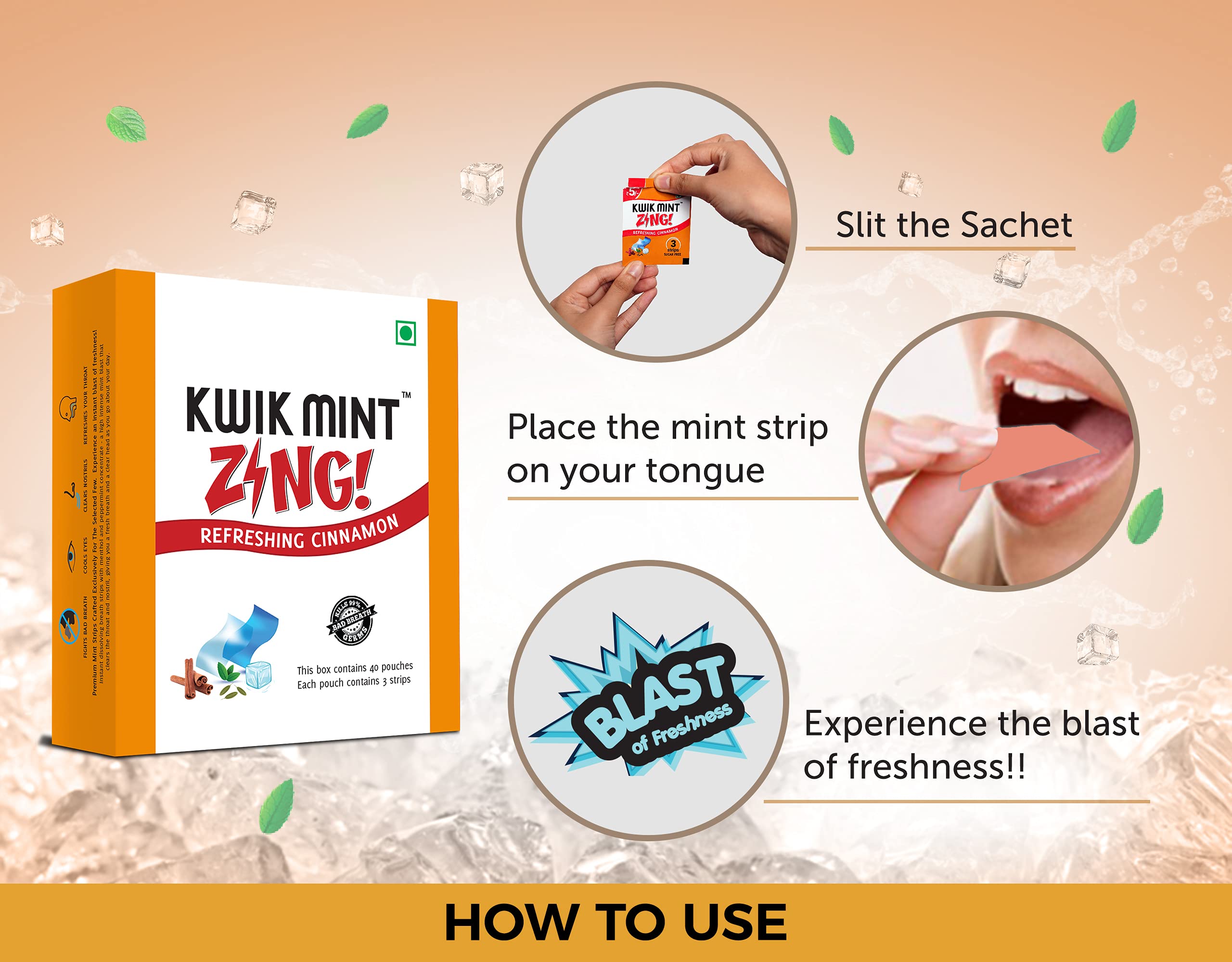 Kwik Mint Zing - Sugar Free Cinnamon Flavoured Mouth Freshener