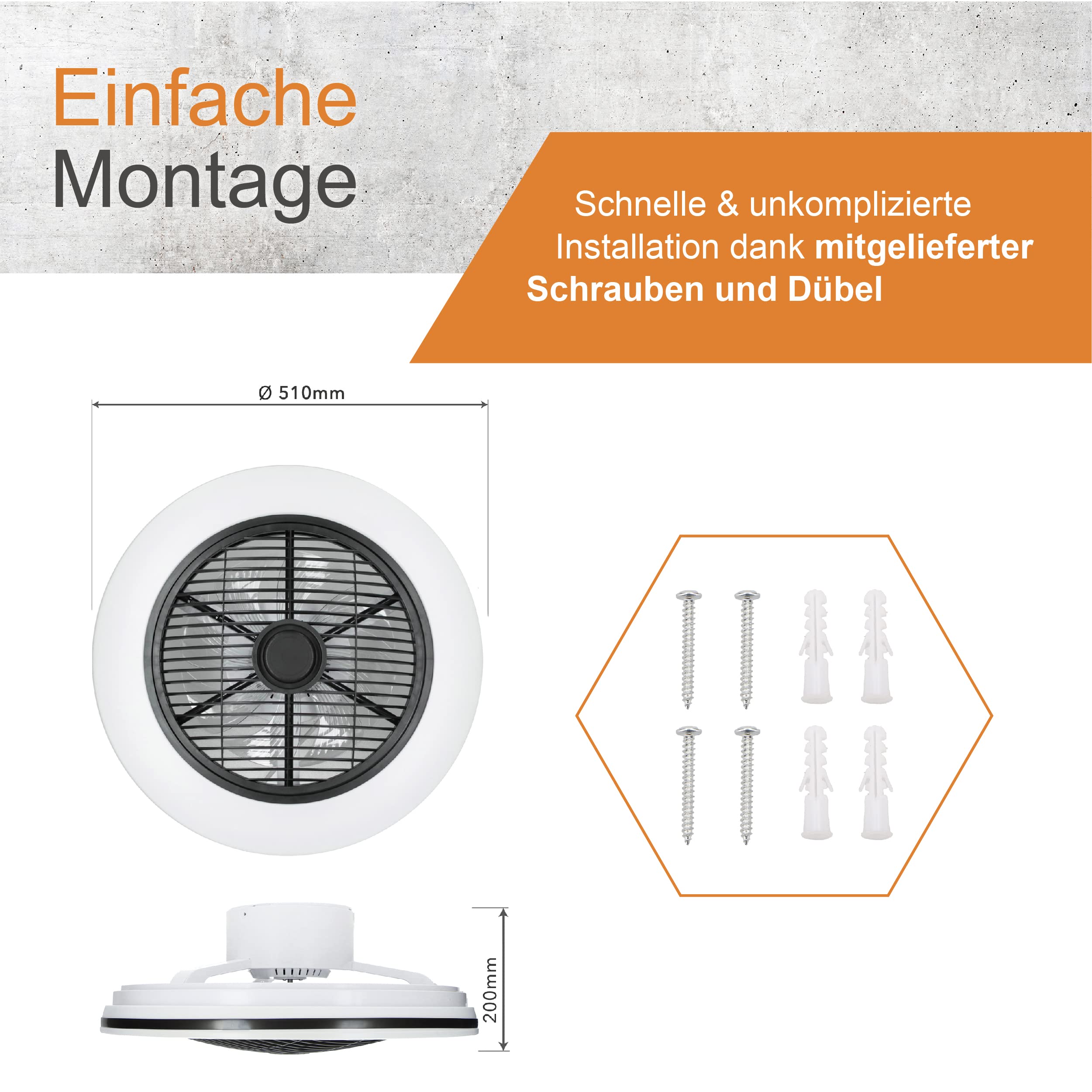 Ventilatore plafoniera con tre modalità luce led a soffitto con ventilatore e telecomando diametro 60 cm | Leroy Merlin
