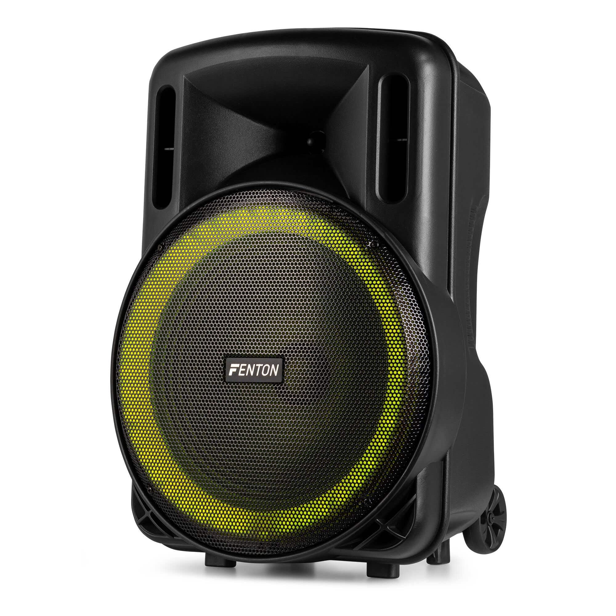 FENTON 170.161 FT10MK2 Sistema Portatile attivo da 450W, con illuminazione LED RGB Woofer da 10” con BT/USB / MP3 e Microfono UHF, Nero (450, Watt)
