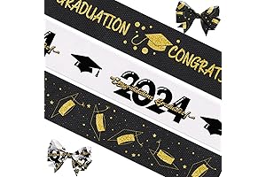 3 Rolls 15 Yard 2023 Graduation Ribbon Star Printed Grosgrain Ribbons White Black Ribbons