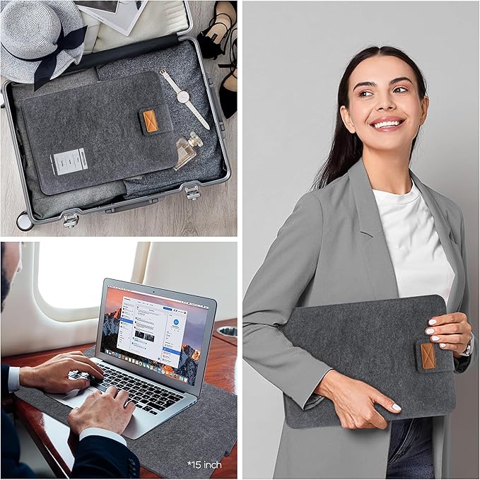 Funda para monitor portátil de 18.5 pulgadas, gris, de fieltro miniatura 8