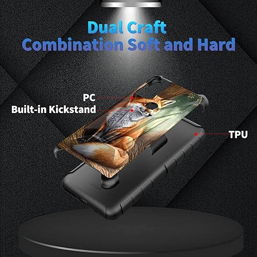 Miniatura 60 de AT&T Calypso 2 (U319AA) Funda con protector de pantalla de vidrio templado resistente con función atril integrado para debut de críquet, ciervo