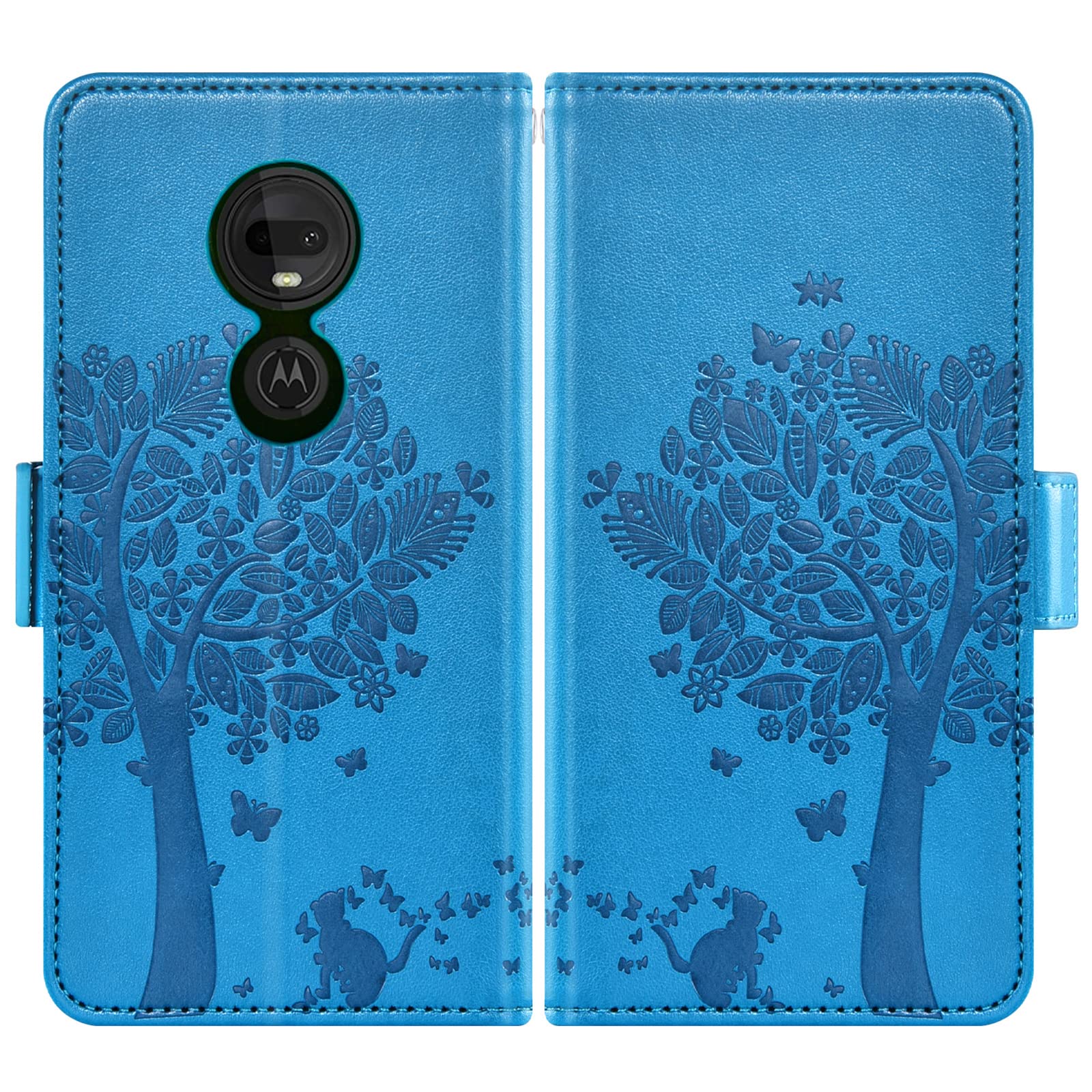 Asuwish Custodia Portafoglio Per Moto G7/G7 Plus/Revvlry Plus - Cover In Pelle PU Con 6 Slot Carte, Supporto E Cinturino, + Pellicola - 2