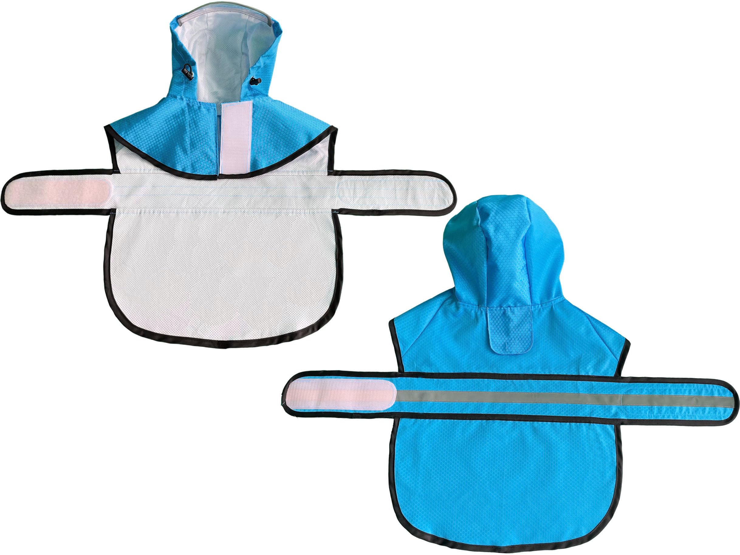 Hunde-Regenmantel, wasserdicht, reflektierend, Zupfer – leicht, atmungsaktiv, mit Kapuze, Poncho, Regenmantel, mittelgroße und große Hunde (X-Large, Blau)