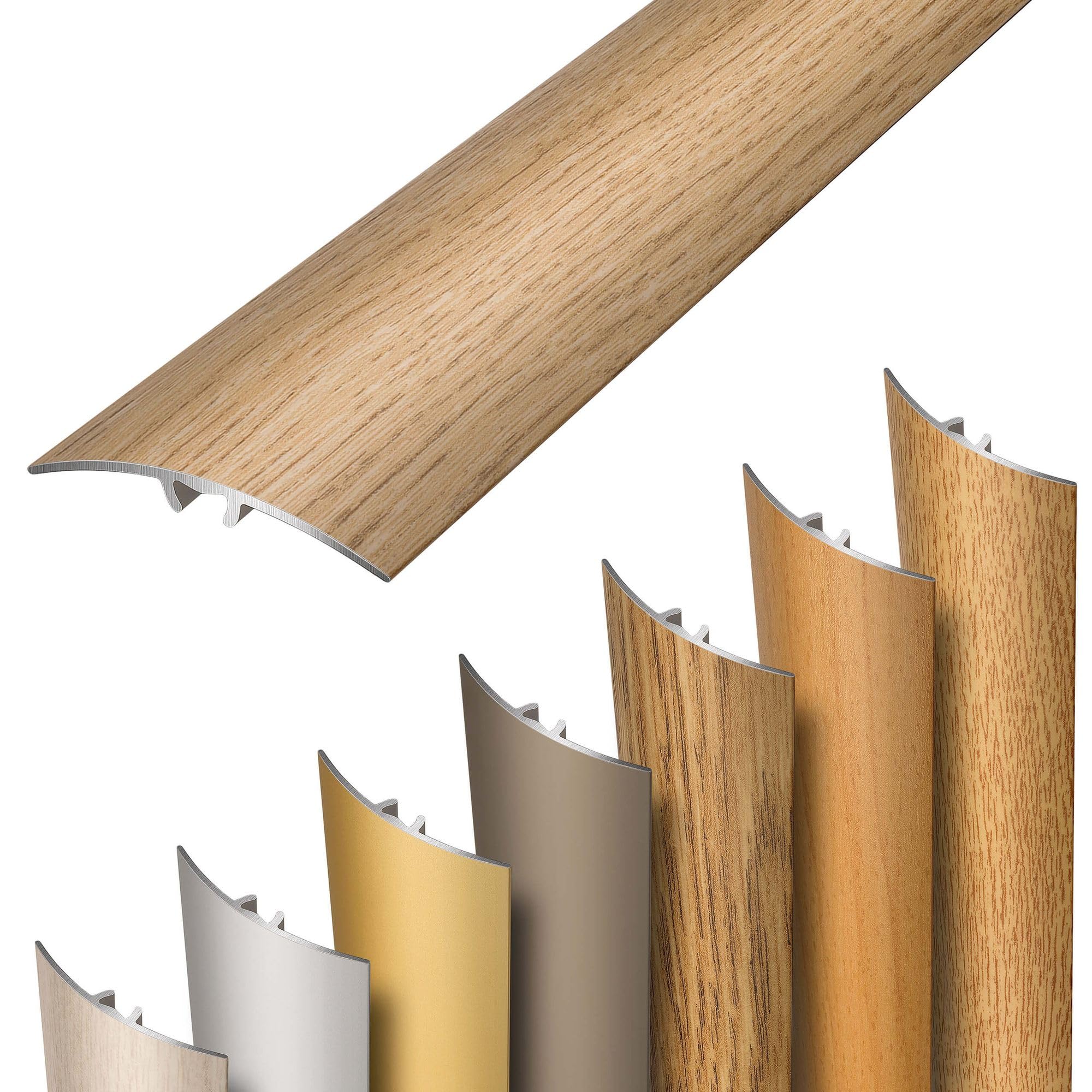 Dalsys Self-Adhesive Transition Profile 93cm (36 5/8") x 30mm (1 3/16"), Aluminium Light Oak, Push-Fit or Stick, Height Difference Profile, Laminate & Vinyl Door Bar, Floor Transition Strip โ image 1