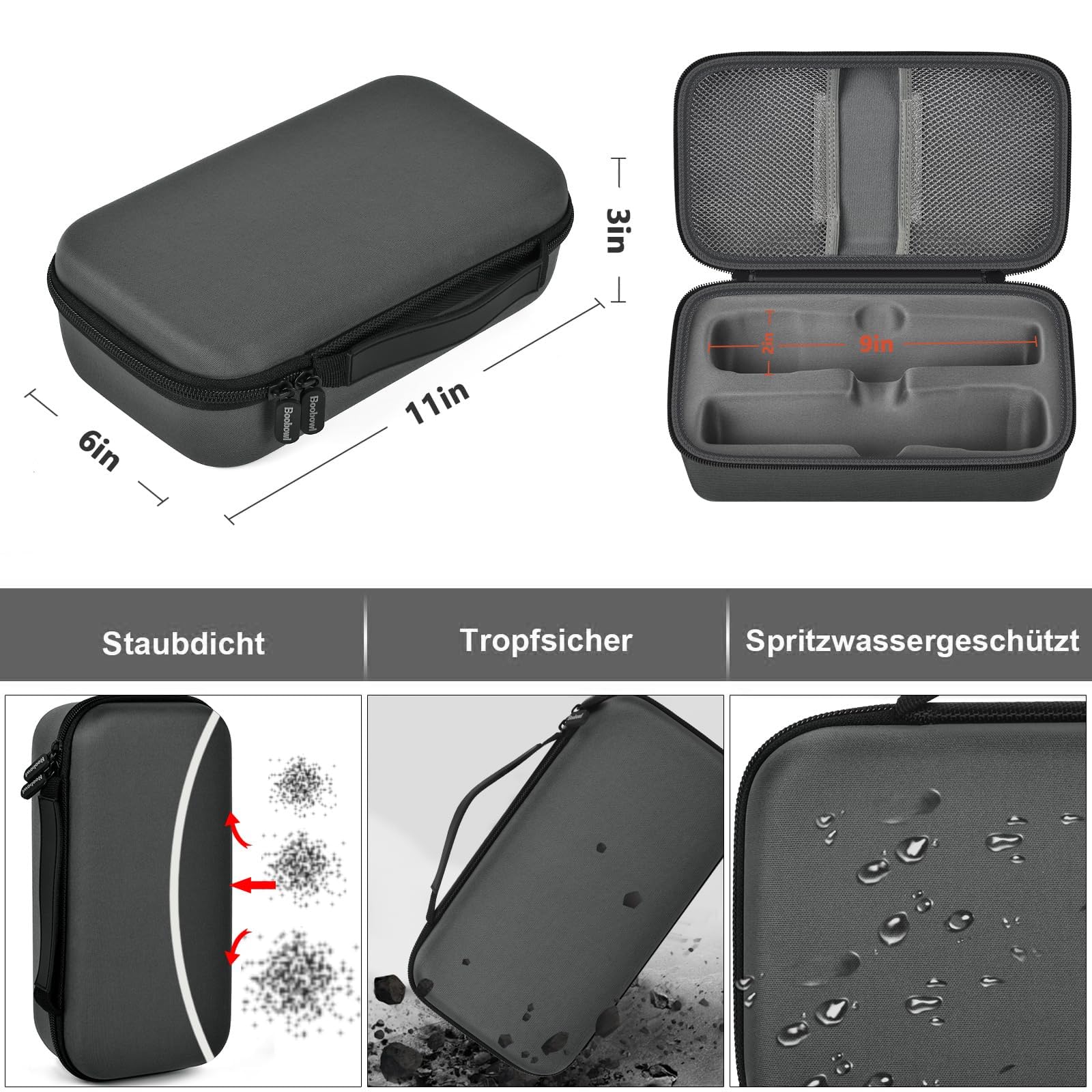 Boobowl Custodia per microfono Bluetooth compatibile con JBL PartyBox Wireless Mic J2X, microfono digitale portatile per batteria ricaricabile, ricevitore, adattatore (solo borsa), grigio., Pe
