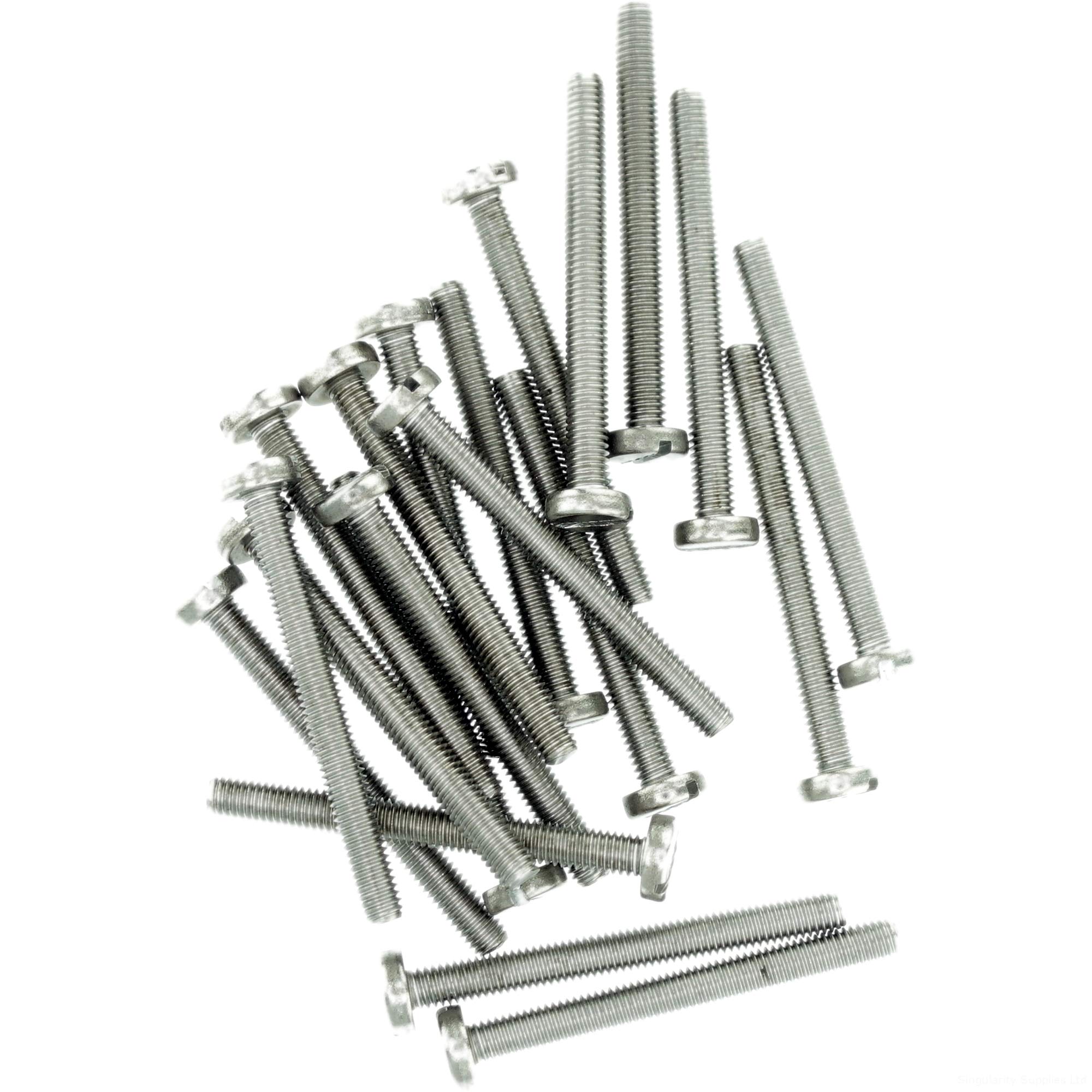 Singularity Supplies M3.5 (3.5Mm X 12Mm) Slot Pan Machine Screw (Bolt) - Stainless Steel (A2) (Pack Of 20)