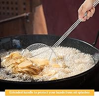 Vista 6 de Baderke 2 Pcs 36 Inch Round Plated Wire Skimmer Stainless Steel Food Strainer Spoon Mesh Stirring Fryer Skimmer with Long Handle for Kitchen Fried