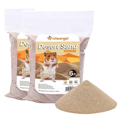 Niteangel Hamster Desert Bath Sand | No-Dust Bath or Potty Litter Sand for Hamster Chinchillas Gerbil Mice Degu or Other Small Pets - 12LB - Desert Sand