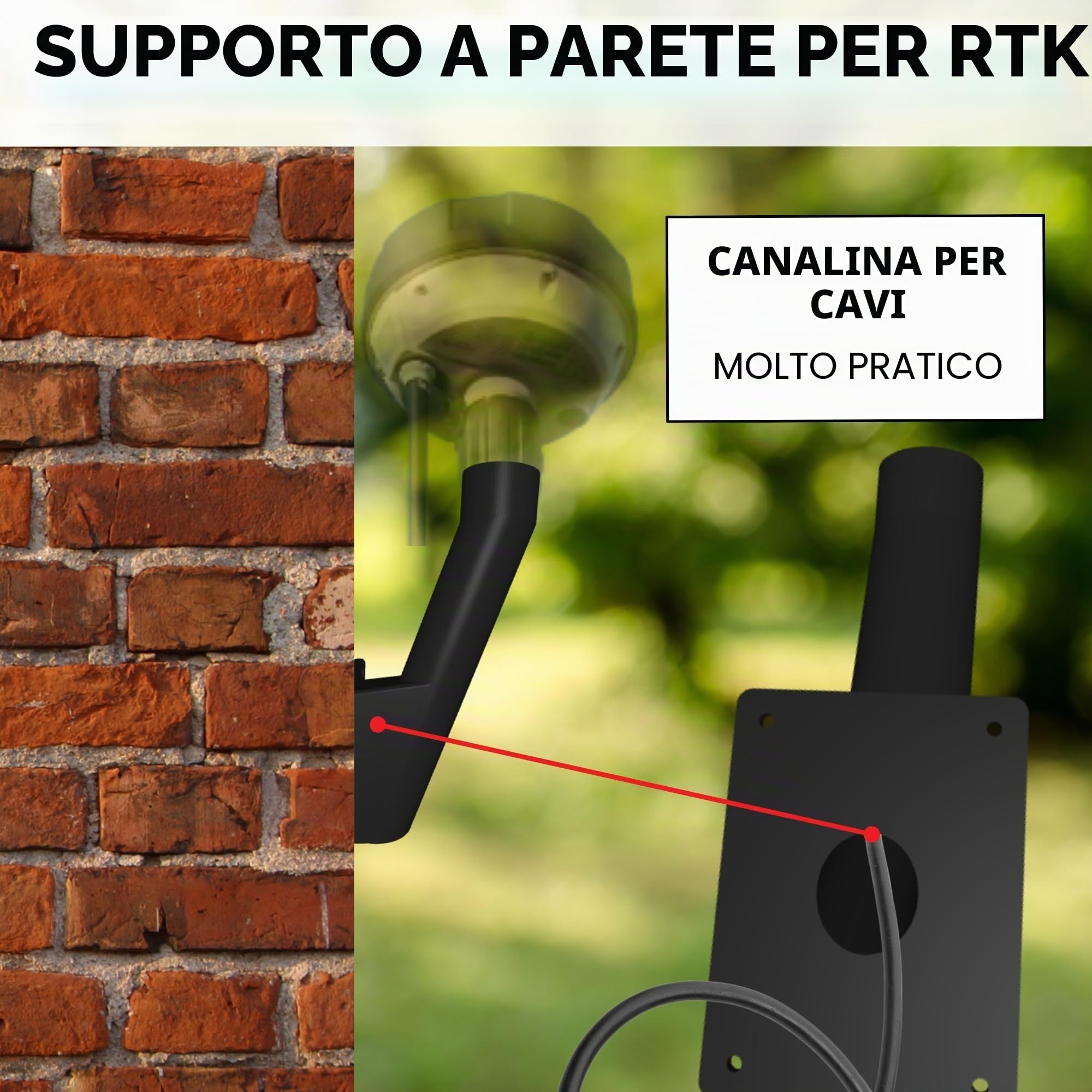 Supporto da Parete per Antenna RTK, Compatibile con Robot Tosaerba Mammotion Luba, Nero