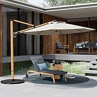 Vista 3 de Grand patio Sombrilla de patio de 10 pies, sombrilla voladiza de aluminio con toldo redondo, sombrilla compensada al aire libre para patio, jardín