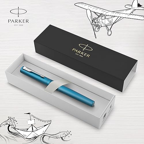 Miniatura 6 de Parker Pluma estilográfica de vector verde azulado con tinta azul en caja de regalo