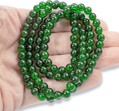 Miniatura 4 de Cuentas de cristal verde esmeralda de 0.236 in, cuentas redondas de Navidad 100Pkg