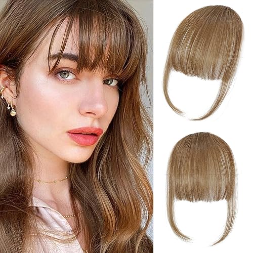 Miniatura 7 de Clip In Bangs-Fake Bangs Hair Clip Dark Brown Clip On Bangs Real Human Hair Air Curtain Bangs For Women Clips Wispy Bangs Hair Extensions Fringe