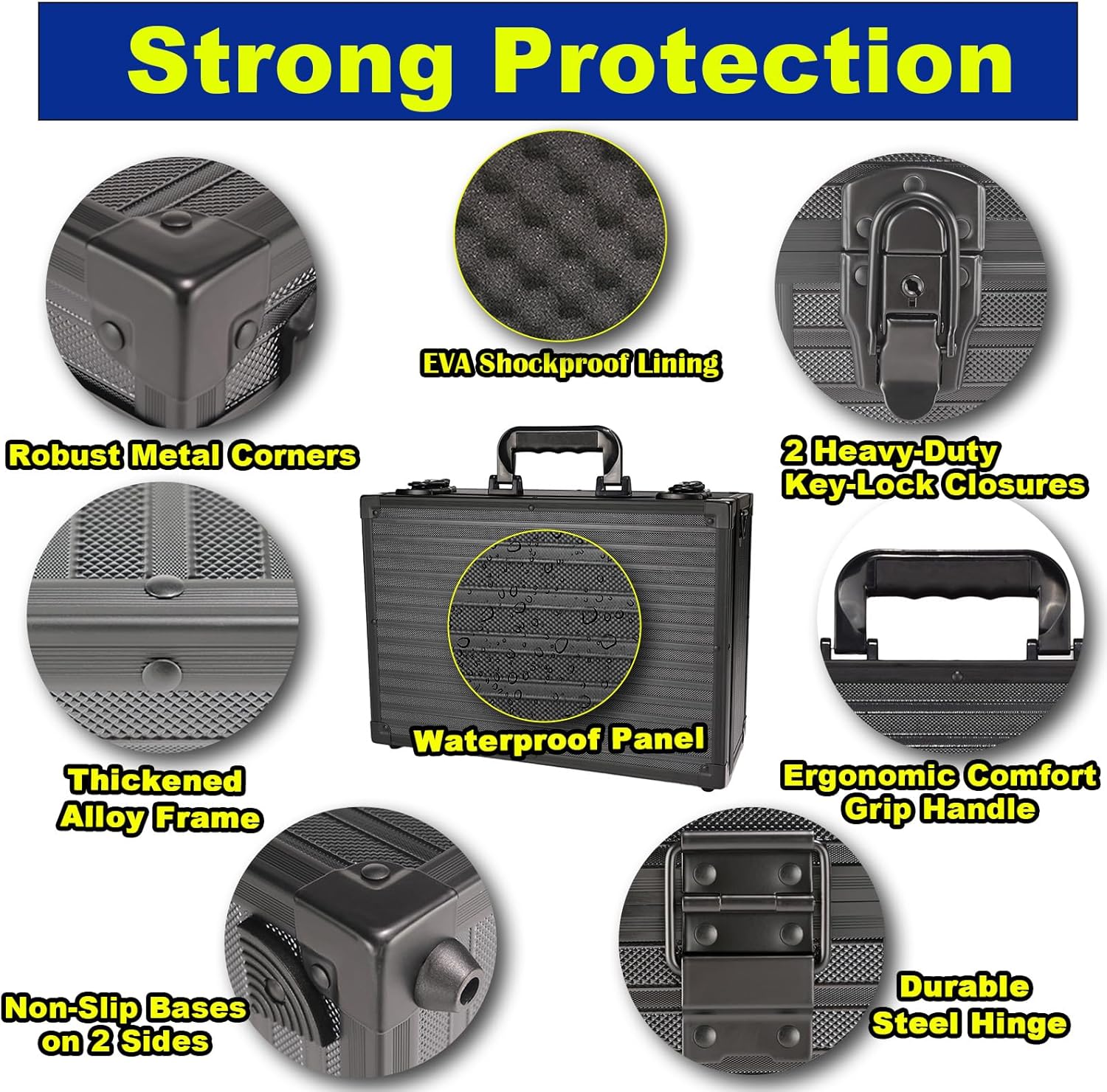 Lockable Portable Card Storage Box with Key Lock with Handle and Shoulder Strap for Toploader,Graded Card, Sports Collection,Storage and Trading