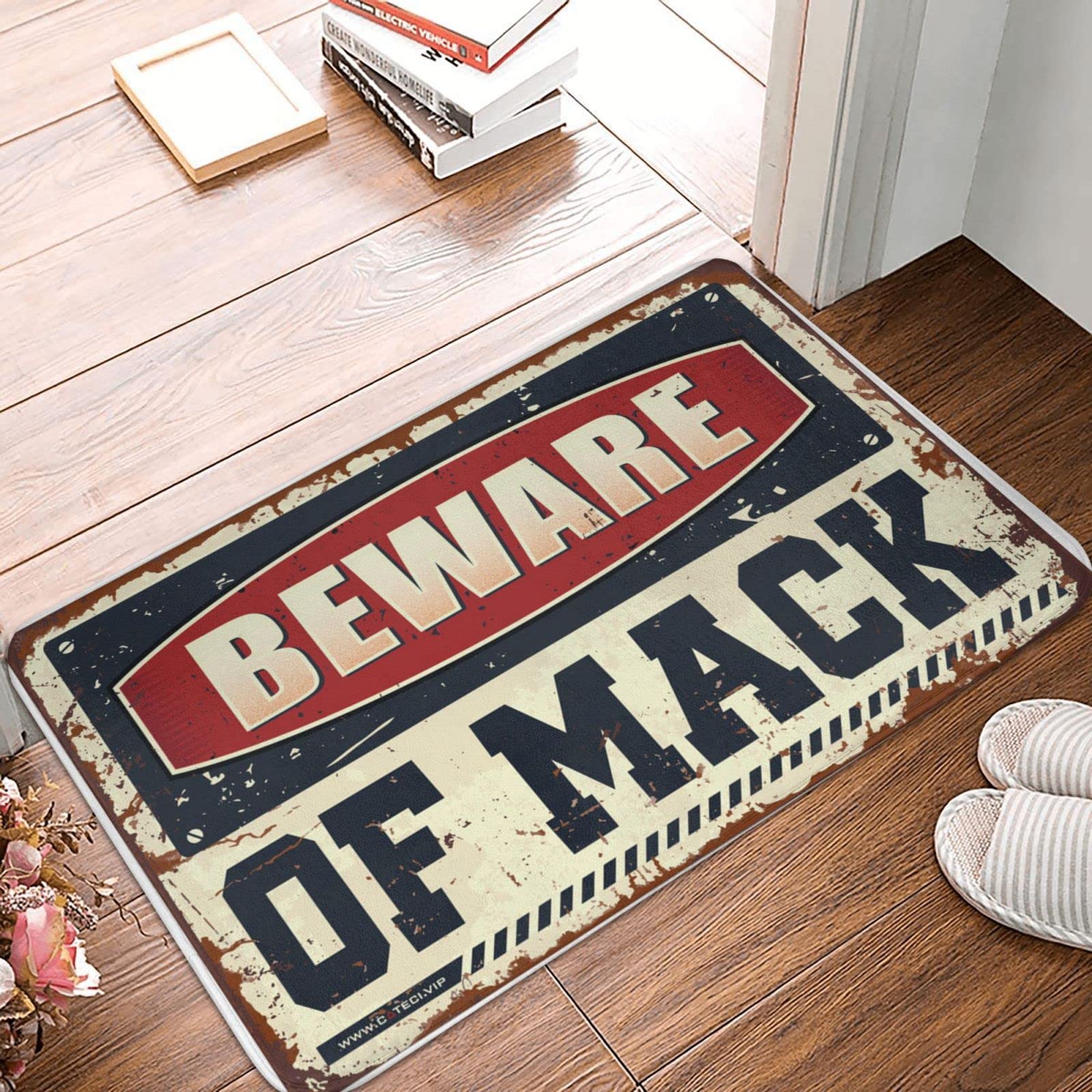 Paillasson drôle Beware of Mack 65x90 cm pour tapis d'extérieur et déco bar