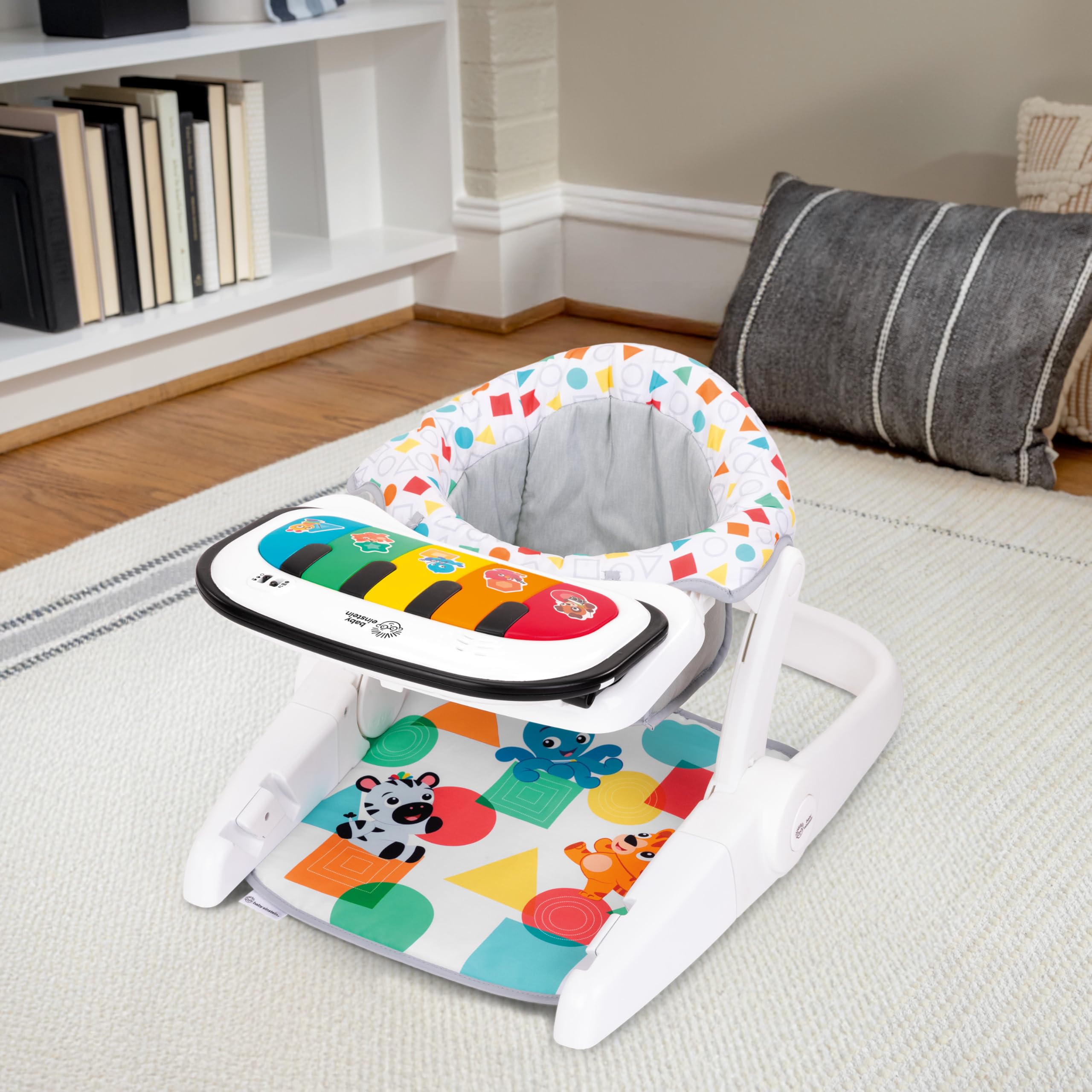 Baby Einstein Asiento de suelo 4 en 1 Kickin' Tunes para aprender a sentarse, con música y lenguaje, 2 posiciones y piano de patadas desmontable, a partir de 4 meses