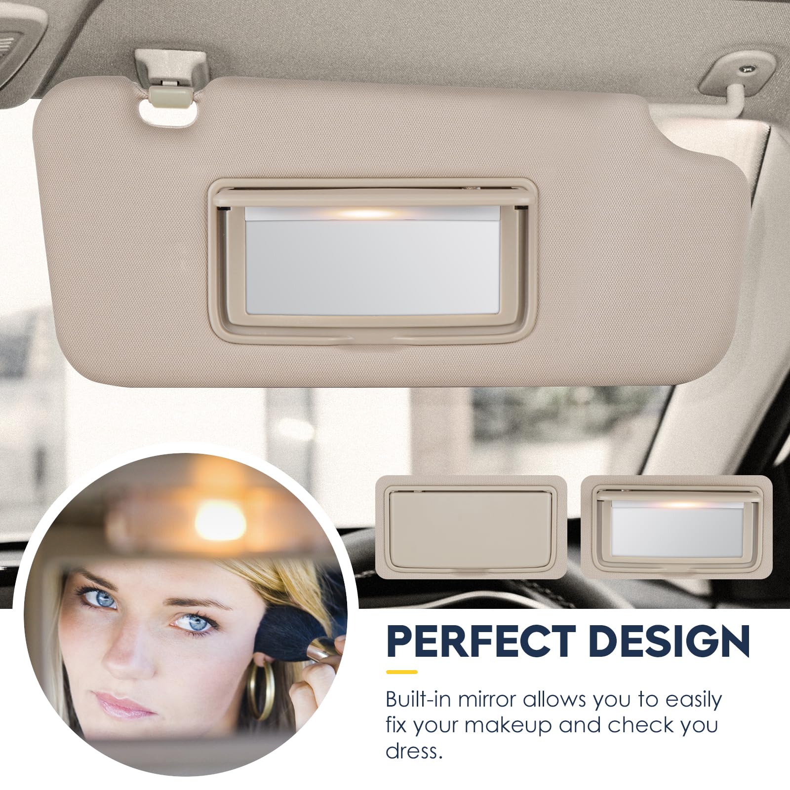 CRAZYPARTS Right Passenger Sun Visor For Nissan Murano 2009-2014 - Beige, Wired With Lamp