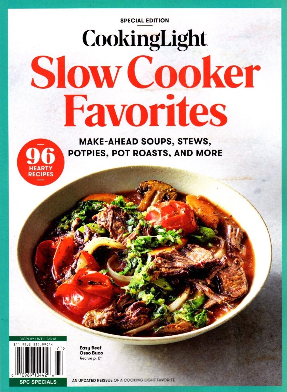 2017 Cooking Light SLOW COOKER FAVORITES Magazine Soup Stew Potpie Roast Afamancg Store
