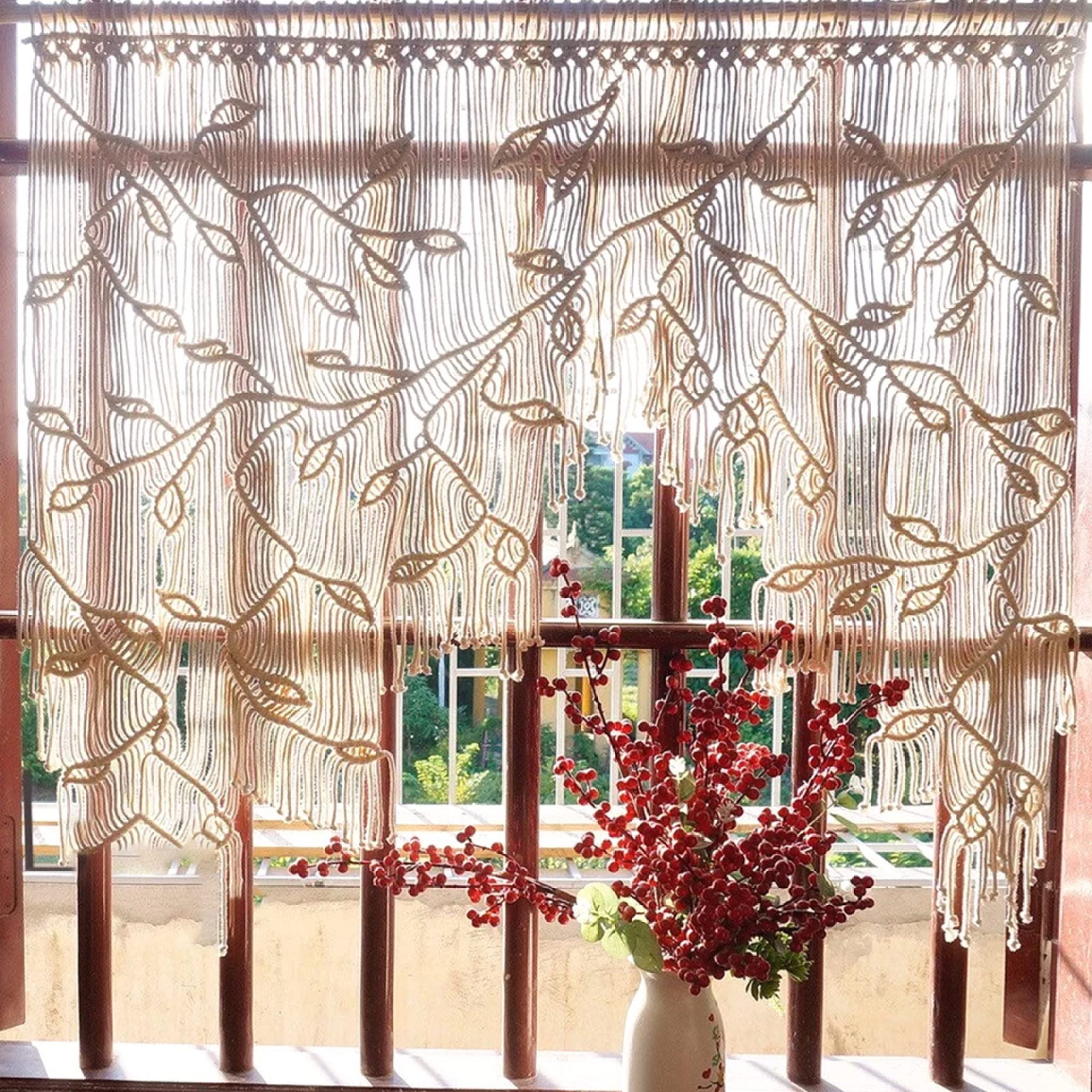 Tende corte per porta del balcone, stile country, perfette per soggiorno e ingresso, facili da installare, eleganti decorazioni per la casa