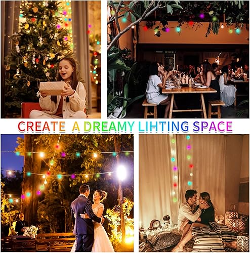 Miniatura 6 de Luces inteligentes de hadas, 33 pies, 66 luces LED, luces de tienda de campaña para fiesta con aplicación, sincronización de música, luces de cadena