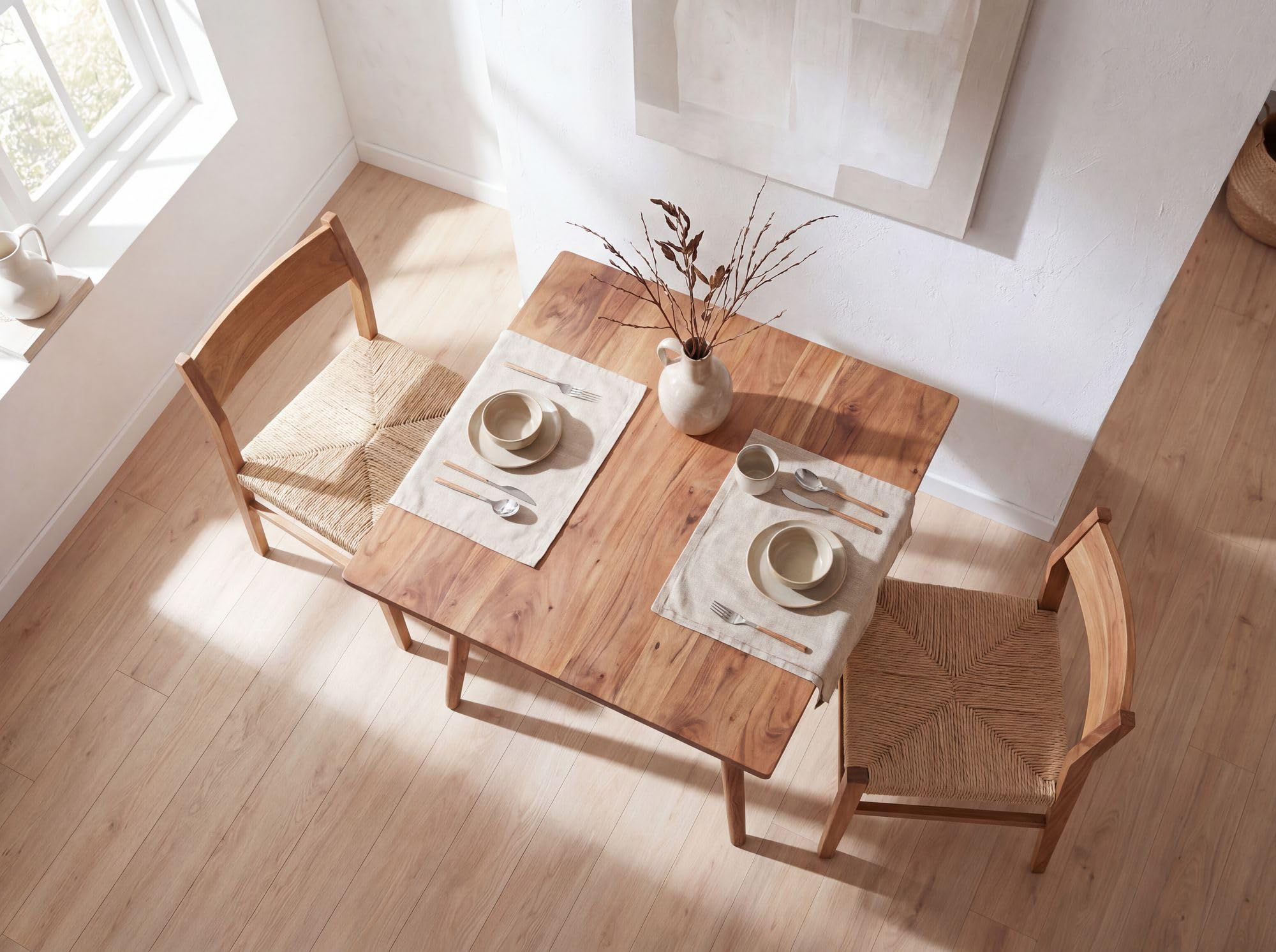 FineBuy Esstisch quadratisch 80cm Sheesham Massivholz – Rustikaler Holztisch im Landhausstil, Design Esszimmertisch massiv, Küchentisch klein für 4 Personen Bistrotisch