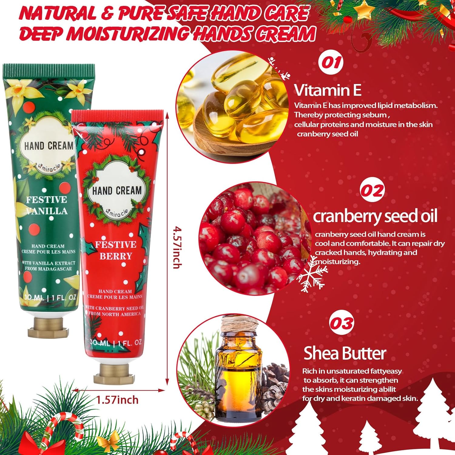 30 Pcs Christmas Hand Cream Gift Bulk with Gift Boxes Travel Size Moisturizing Hand Lotions for Christmas Stocking Stuffers Xmas Party Favors Holiday Gifts for Women Mom(Xmas Tree)