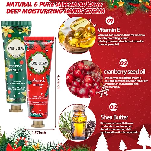 Miniatura 2 de Swiffen Set de regalo de 30 piezas de crema de manos de Navidad con fragancia de plantas naturales, loción de manos de tamaño de viaje, crema