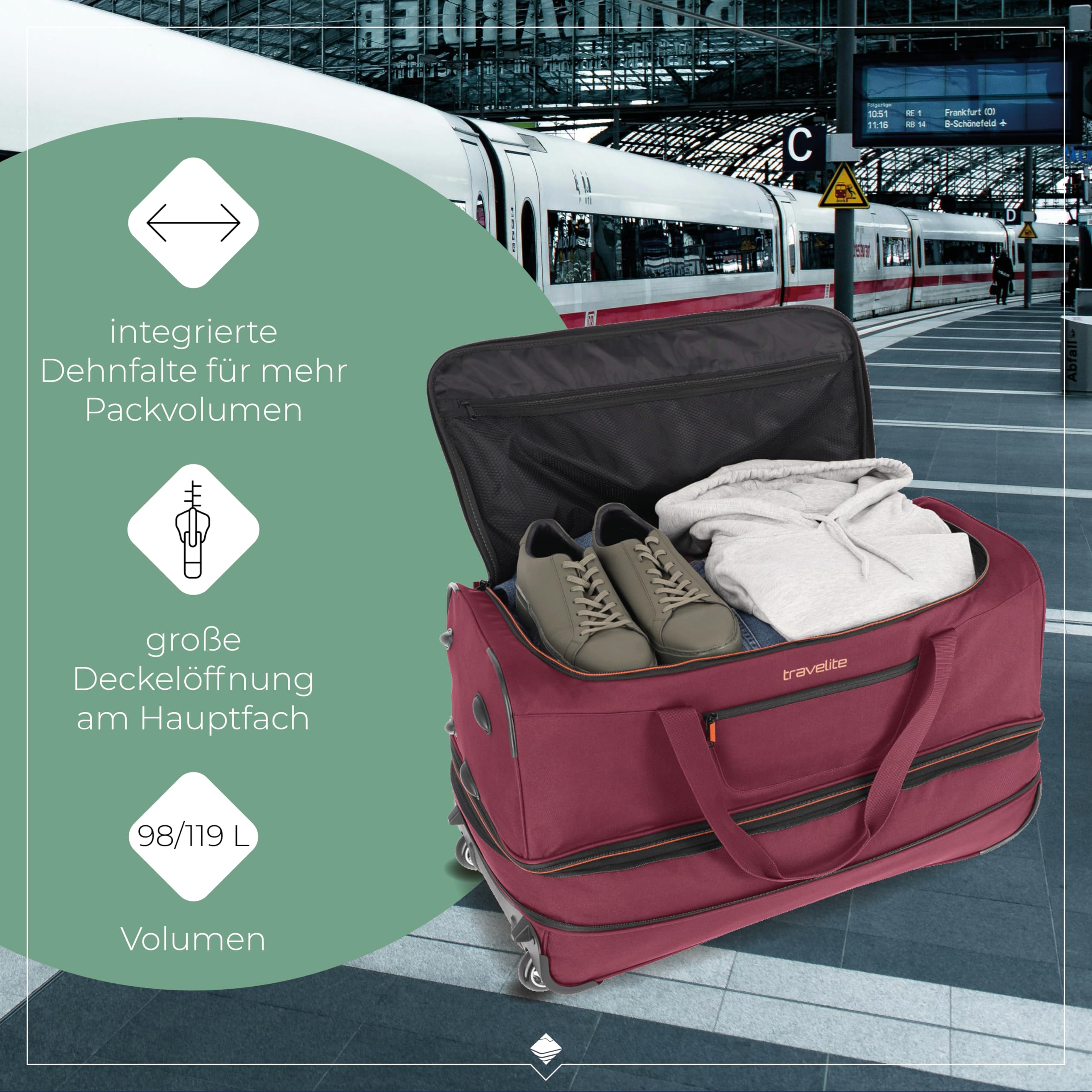 Travelite Reisetasche mit Rollen Basics Duffle L – Bild 3