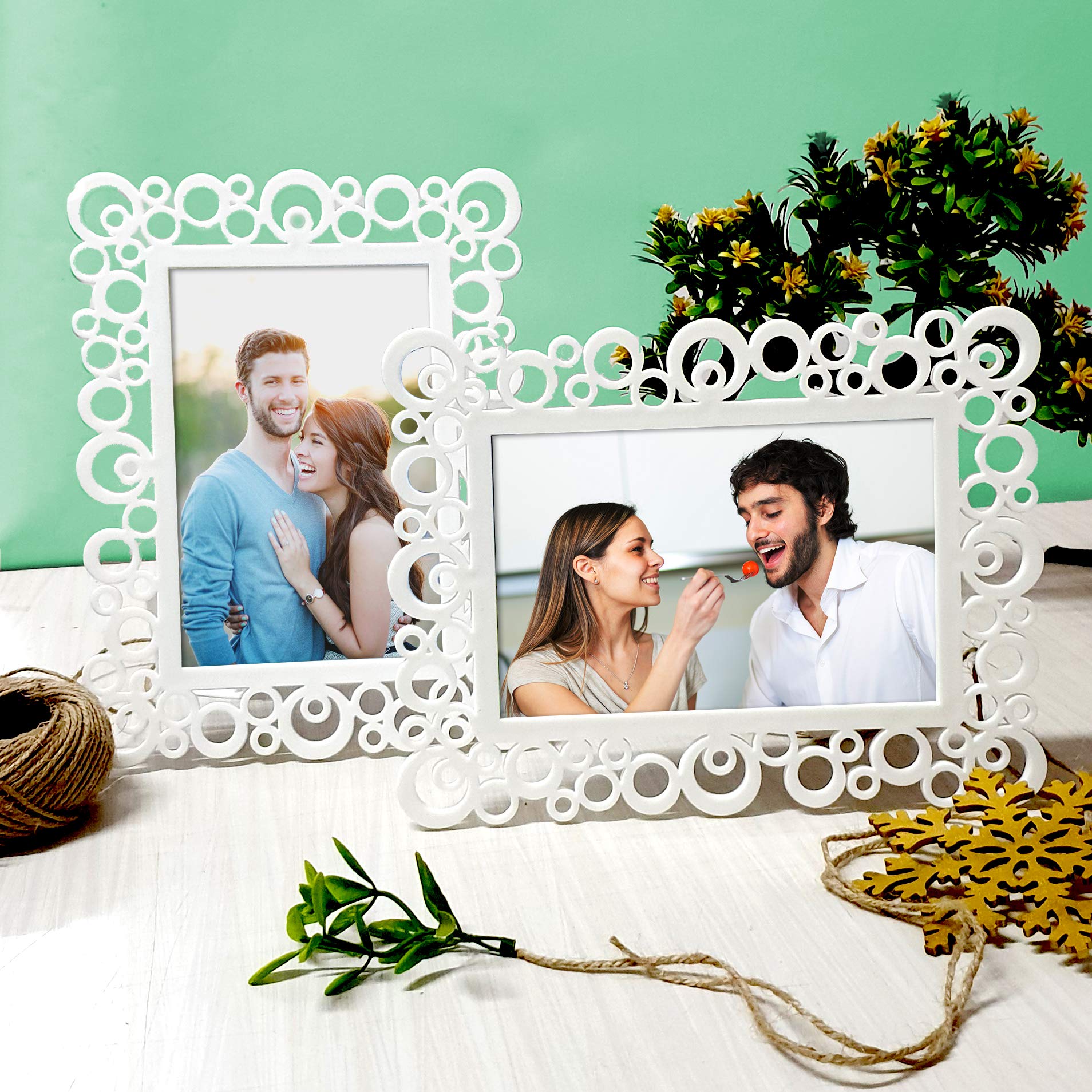 Art Street Wood Decoralicious Resin Circular Table Wall Mount Photo Round Frame For Home Decor (White, 4X6 Inch) - Set Of 2, 4X6 Inchs (Astpf16876-Pk2)-image-26