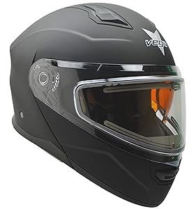 Caldera Electric Snow 2 Custom Modular Snowmobile Helmet, Matte Black LG