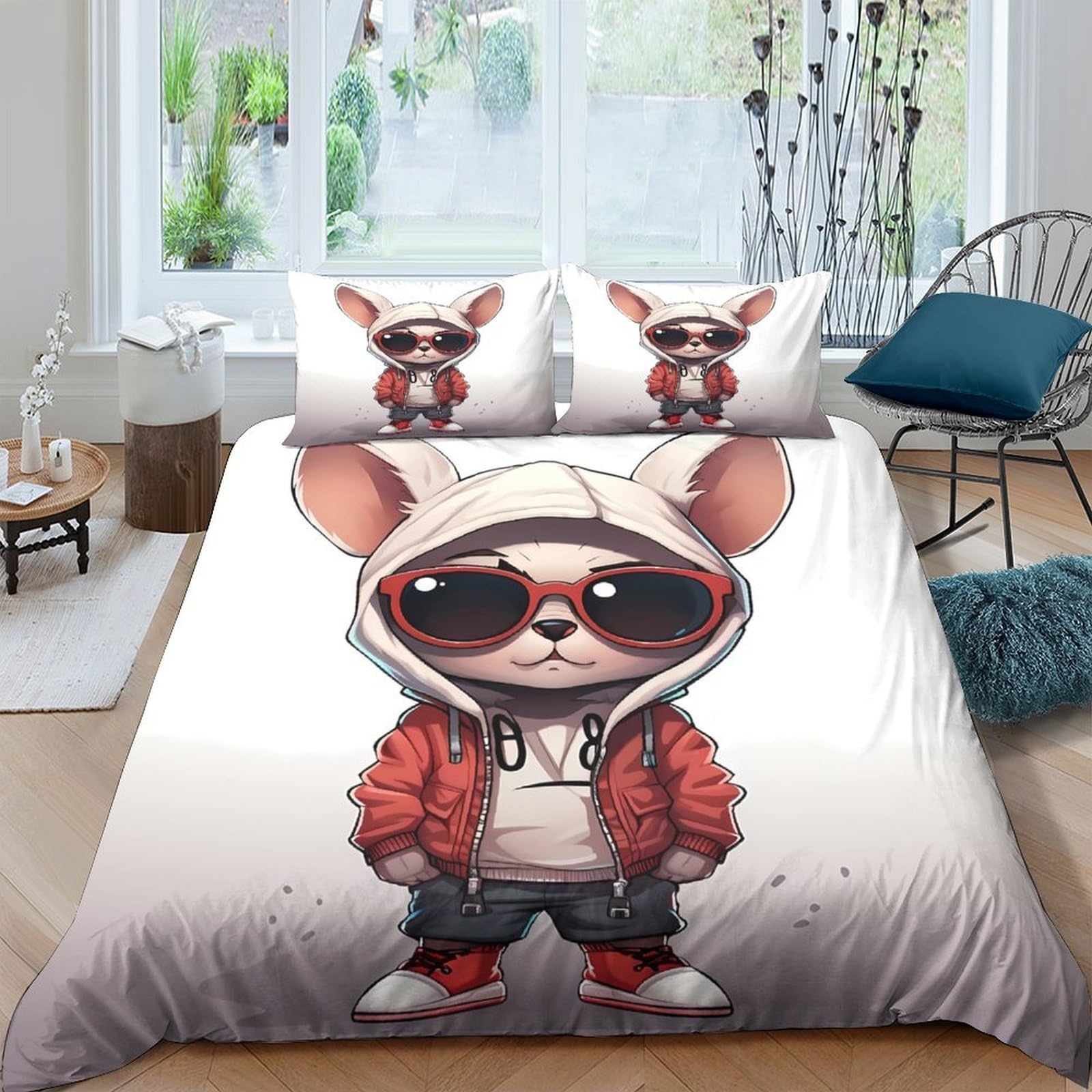 Ctjqhvkz Style-10 3D Printed Cool Mouse Fitted Sheet Microfiber Cartoon Animal Bed Cover For Bedroom Dorm Soft Mattress Decor Single（135X200cm）