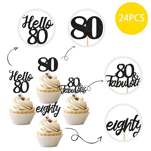 Miniatura 51 de 24 piezas de decoraciones oficiales para cupcakes de cumpleaños número 13 Hello 13 Thirteen Cupcake Picks 13th Birthday Cake Decor Supplies Black