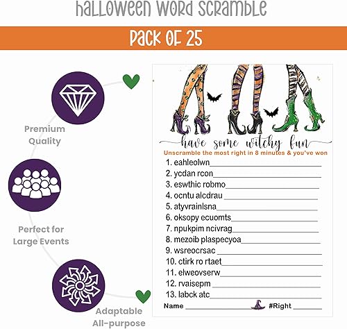 Miniatura 2 de Witch Is Getting Hitched - Juego de palabras para despedida de soltera, paquete de 25, juego de fiesta de Halloween, actividad de descifrado de baby