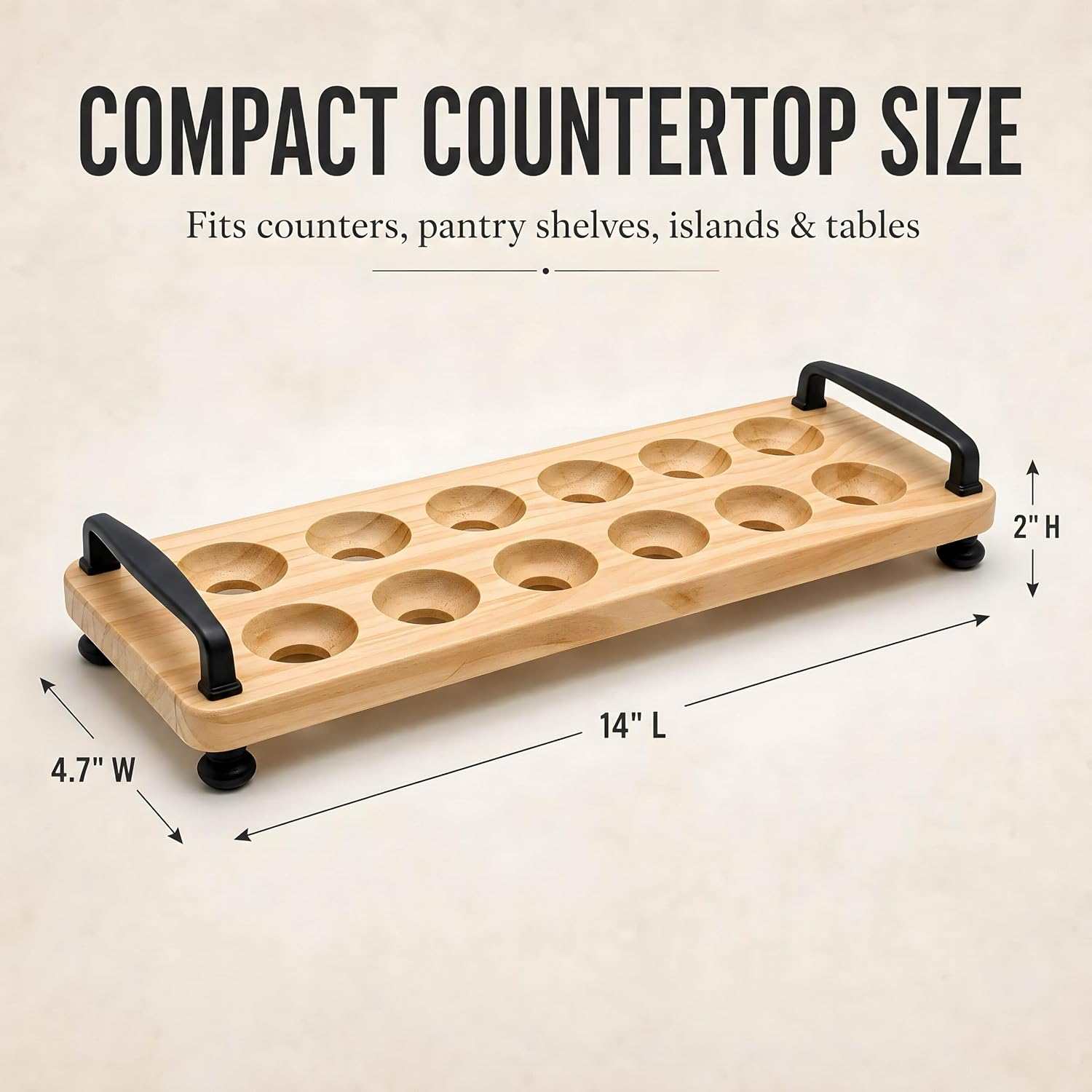 Wooden Egg Holder for Countertop, 12 Egg Tray, Farmhouse Fresh Egg Storage