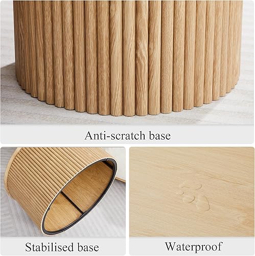 Miniatura 35 de AVZEAR Juego de 2 mesas de centro redondas anidables, mesa auxiliar moderna de granja, mesas anidables de madera natural, mesa auxiliar bohemia para