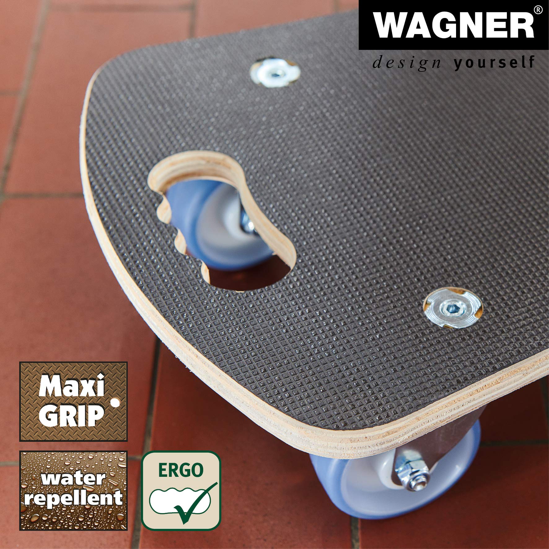 Wagner Plataforma de Carga MM 1342-57,5 x 29 cm - para Cajas Pesadas, 250 kg de Carga Máxima, Asas Empotradas Ergonómicas, Superficie Antideslizante, Certificado FSC® - 20134201