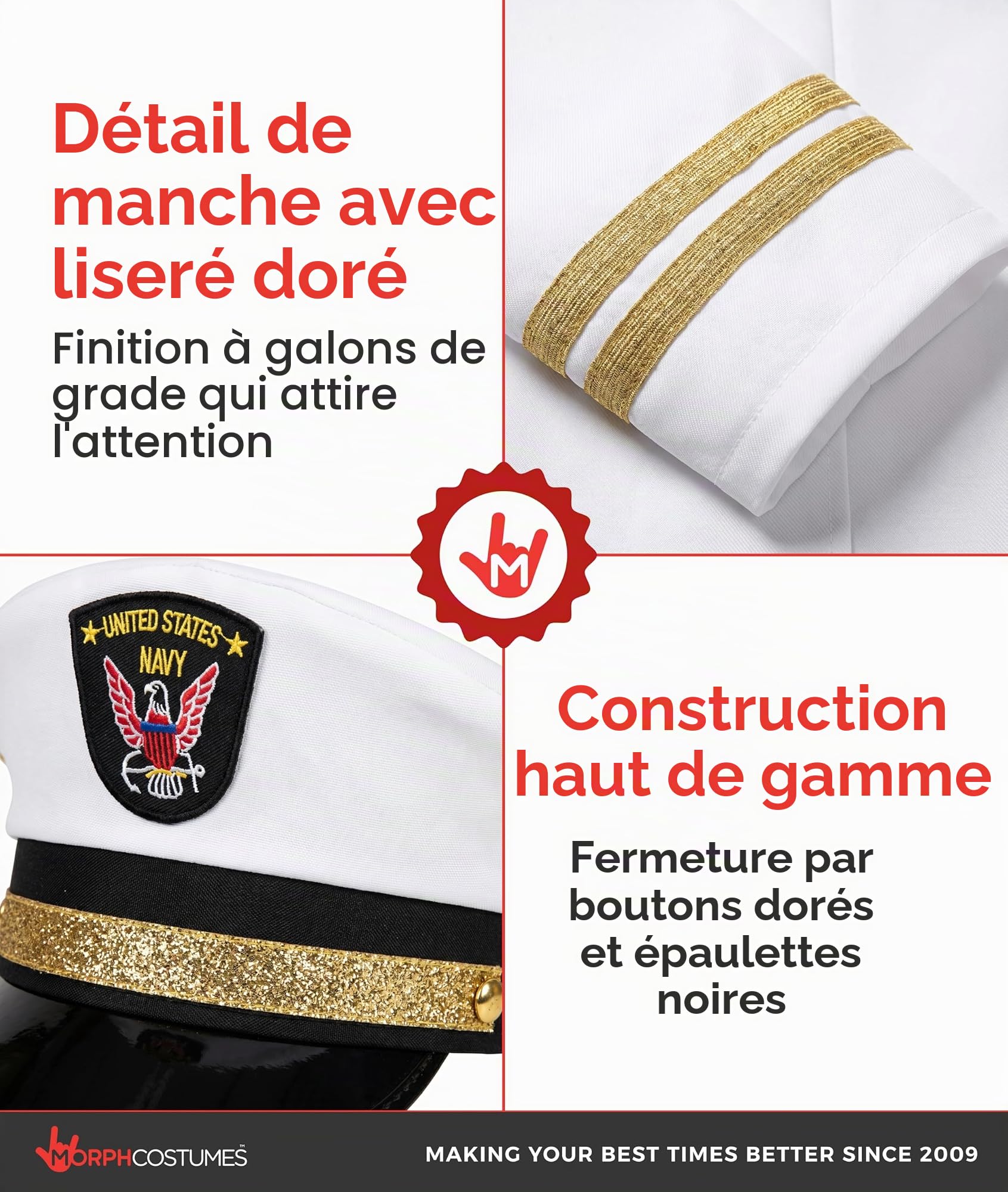 Fun Shack Deguisement Capitaine Femme, Costume Marin Halloween Femme | Veste Blanche, Jupe, Casquette & Cravate, Style Marin Élégant, À Enfiler, Parfait pour Halloween, Idéal pour se Déguiser