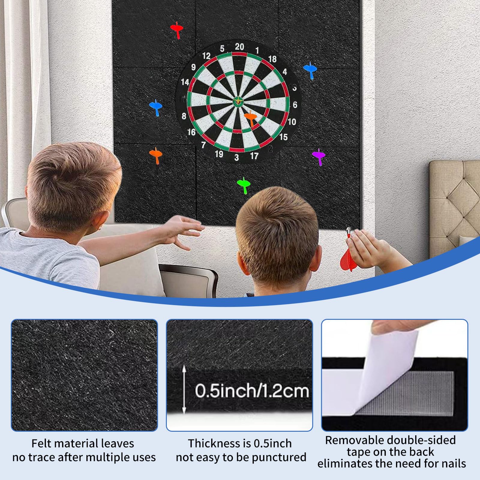 9Stück Selbstklebender Zusammensetzbarer Schutz,Dartboard Wandschutz,30x30cm Gespleißte Dart Backboard,Filzplatte Für Wand,Dartscheiben Rückwandschutz,Für Zuhause Wohnzimmer Spiel Sport Party Tägliche